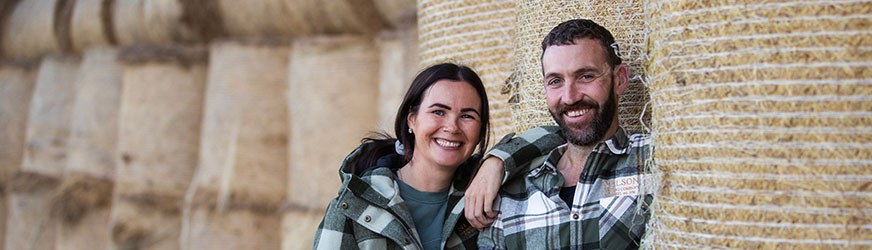 Christina Vaughan and Cam Nelson at the Nelson Farming Company property in Central Murihiku Southland.