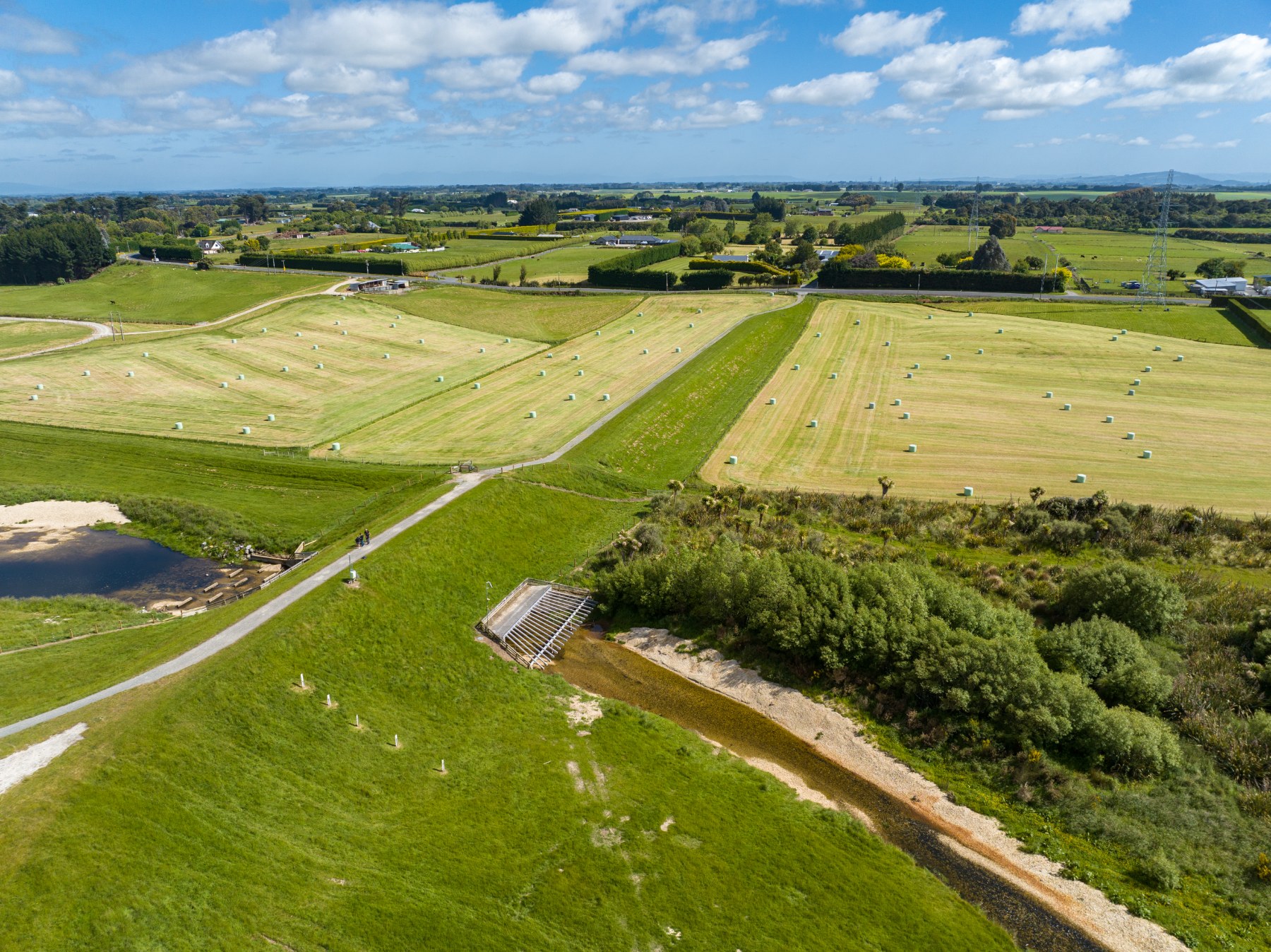 Aerial view of the Waihopai Dam in Invercargill