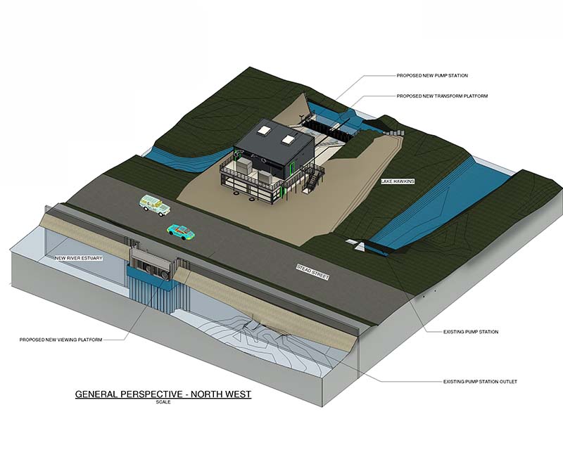 Drawing of what the new pump station will look like.