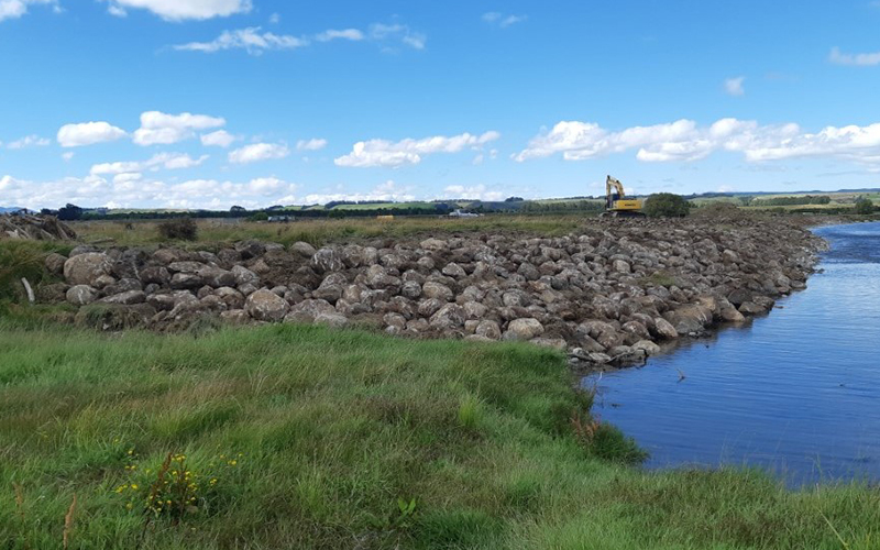 rock protection works on the bank of the wairio stream