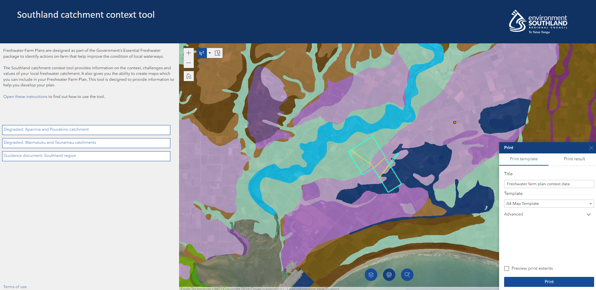 Southland catchment context tool